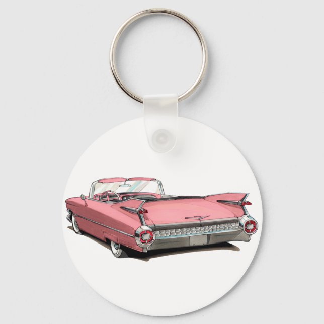 1959 Cadillac Pink Car Key Ring (Front)