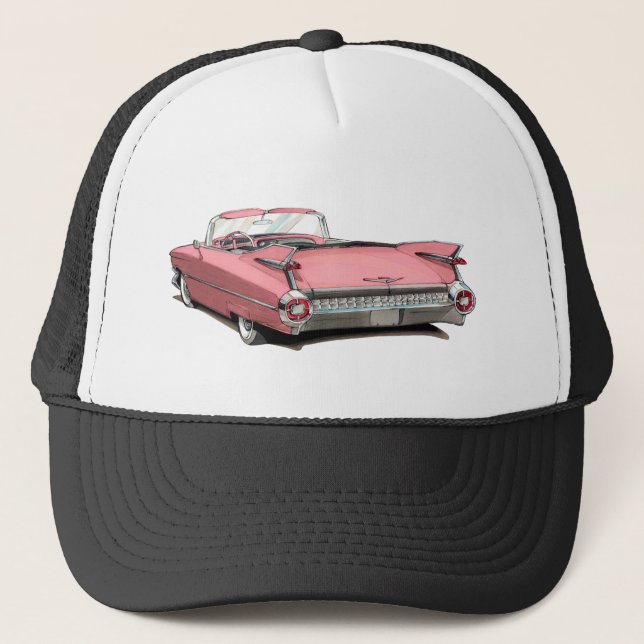 1959 Cadillac Pink Car Trucker Hat (Front)