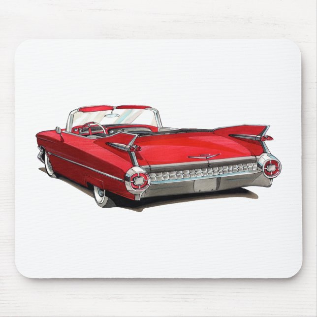 1959 Cadillac Red Car Mouse Mat (Front)