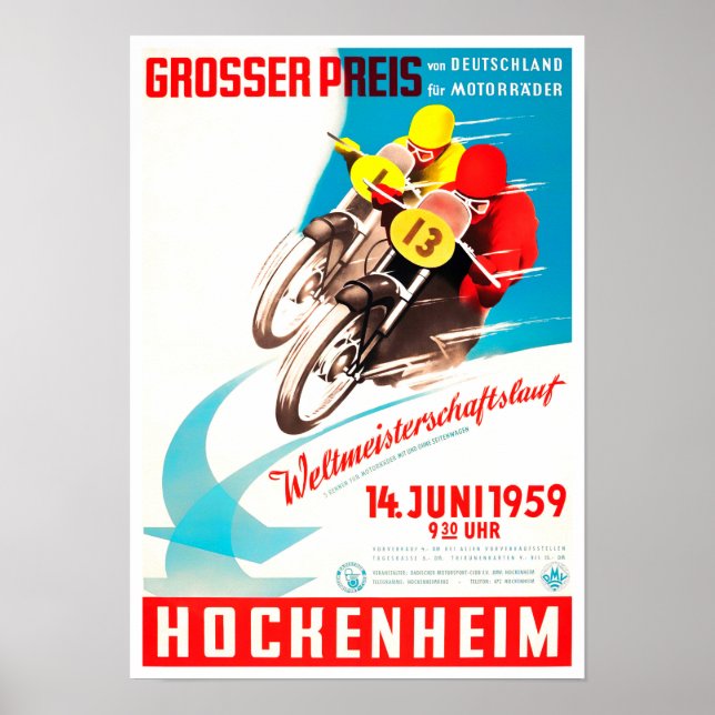 1959 Hockenheim Motorcycles Grand Prix Poster (Front)