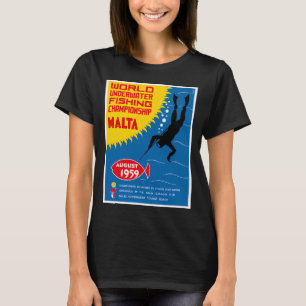 1959 MALTA Spearfishing Championship Poster T-Shirt