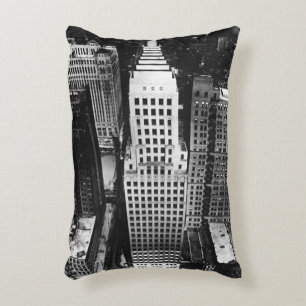 1960: An aerial view of a Chicago skyscraper Decorative Cushion