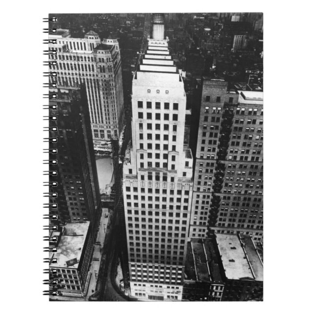 1960:  An aerial view of a Chicago skyscraper Notebook (Front)