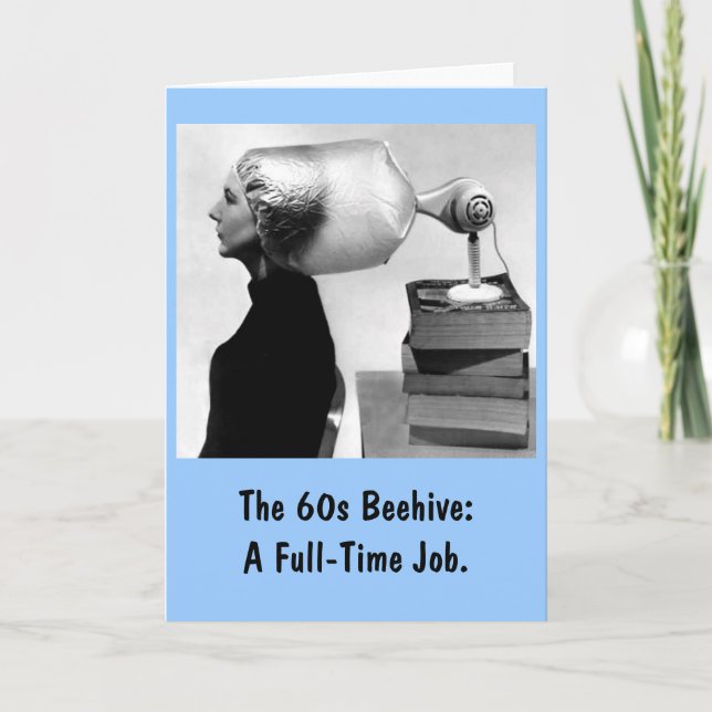 1960 Beauty Shop Greeting Card (Blue) (Front)