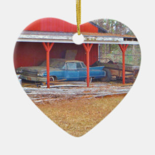 1960 BLUE SADAND DEVILLE Antique car Ceramic Tree Decoration