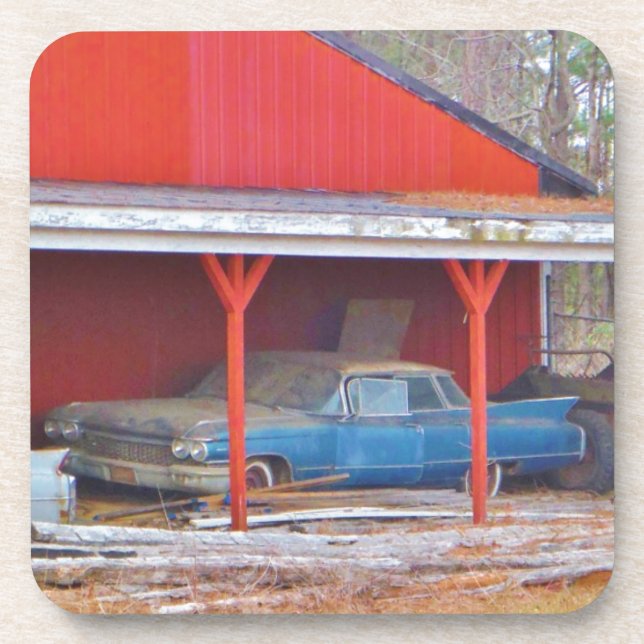 1960 BLUE SADAND DEVILLE Antique car Coaster (Front)