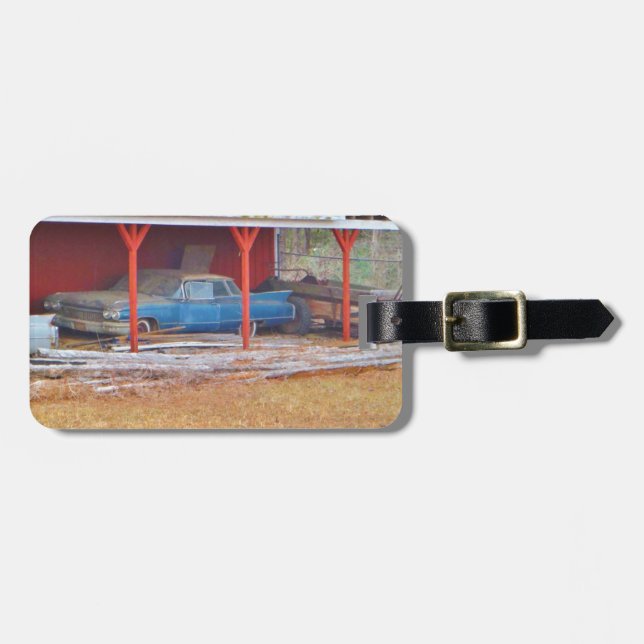 1960 BLUE SADAND DEVILLE Antique car Luggage Tag (Front Horizontal)