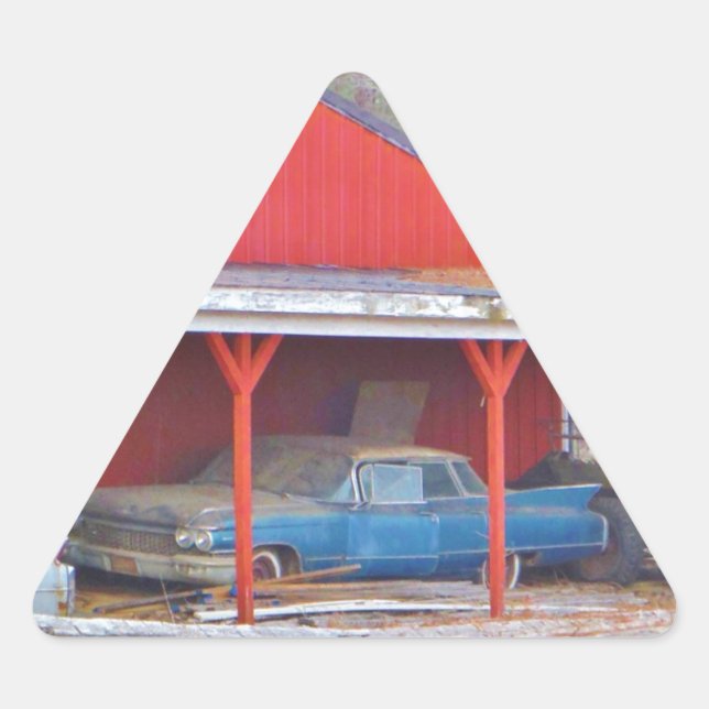 1960 BLUE SADAND DEVILLE Antique car Triangle Sticker (Front)