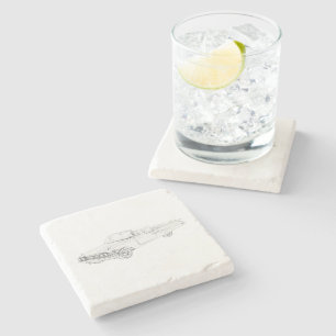 1960 Chevy Impala Black And White Drawing Stone Coaster