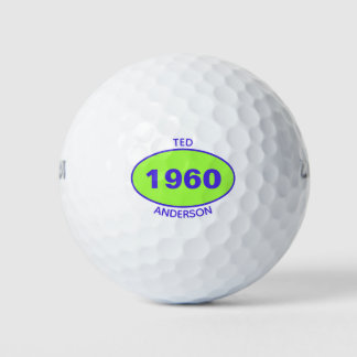 1960 Editable 60th Birthday Green Personalised Golf Balls
