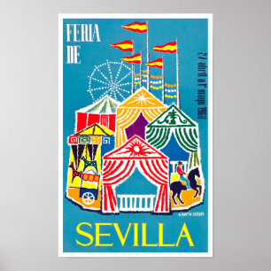 1960 Feria de Sevilla vintage travel Poster