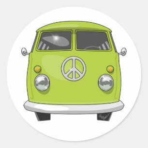 1960 Hippie Van Classic Round Sticker