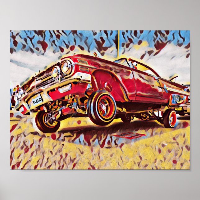 1960 Lowrider Chevrolet Impala Low Rider Chevy Art Poster (Front)
