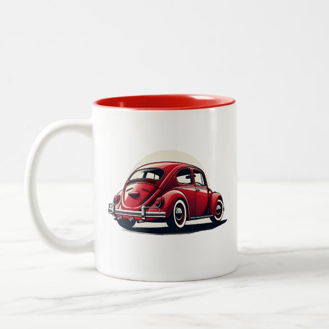 1960 Model Red Classic Car Two-Tone Coffee Mug (Left)