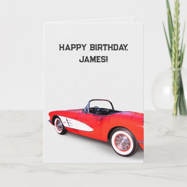 1960 Red and White Corvette  Card (Front)