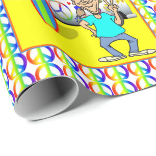 1960's 1970's Retro Hippy Van Peace  Surf Board Wrapping Paper