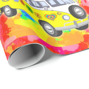 1960's 1970's Retro Hippy Van Tie Dye Wrapping Paper