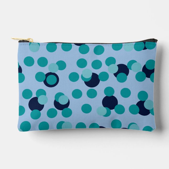 1960s-70s Pop Geometric Mid-Century Teal Bubbles Accessory Pouch (Front)