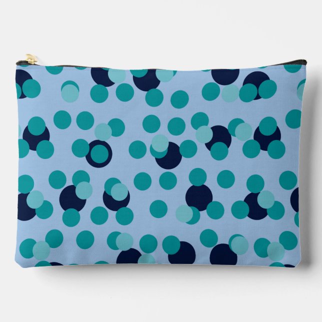 1960s-70s Pop Geometric Mid-Century Teal Bubbles Accessory Pouch (Front)