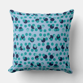 1960s-70s Pop Geometric Mid-Century Teal Bubbles Cushion