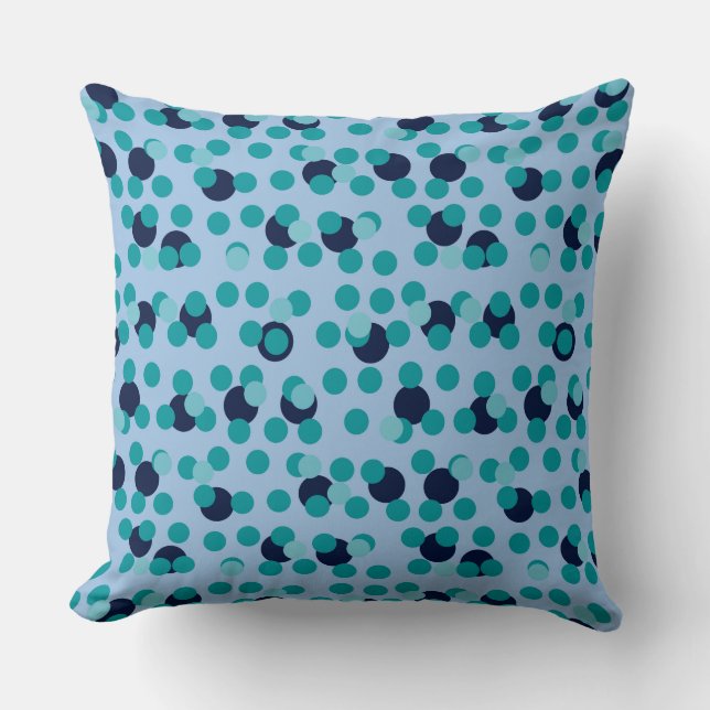 1960s-70s Pop Geometric Mid-Century Teal Bubbles Cushion (Front)