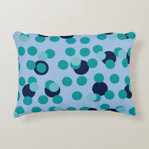 1960s-70s Pop Geometric Mid-Century Teal Bubbles Decorative Cushion