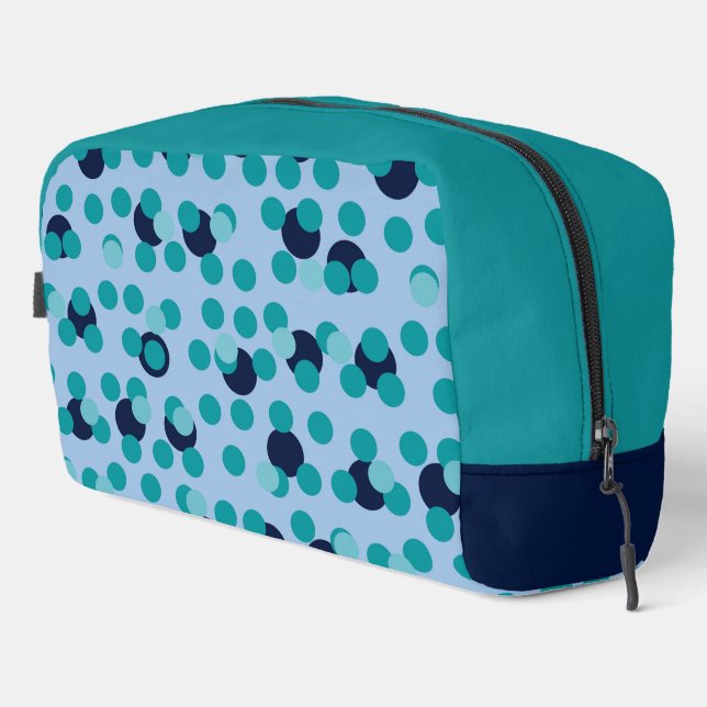 1960s-70s Pop Geometric Mid-Century Teal Bubbles Dopp Kit (Right Corner)