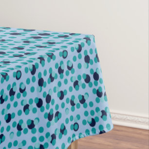 1960s-70s Pop Geometric Mid-Century Teal Bubbles Tablecloth