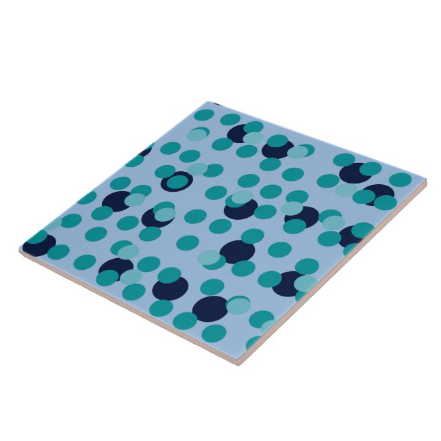 1960s-70s Pop Geometric Mid-Century Teal Bubbles Tile (Side)