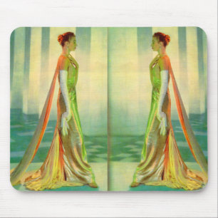 1960s beautiful lady in evening gown x 2 mouse mat