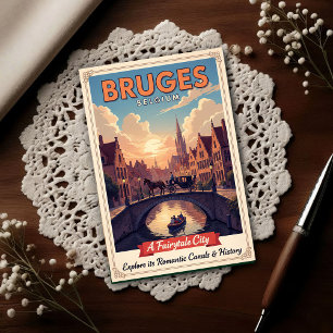 1960s Bruges, Belgium Vintage Travel Postcard