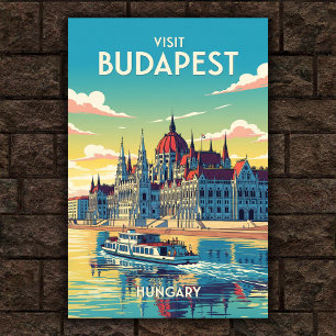 1960s Budapest, Hungary Vintage Travel Poster 