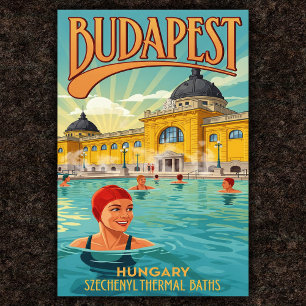 1960s Budapest, Hungary Vintage Travel Poster 