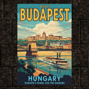 1960s Budapest, Hungary Vintage Travel Poster 