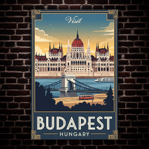 1960s Budapest, Hungary Vintage Travel Poster 