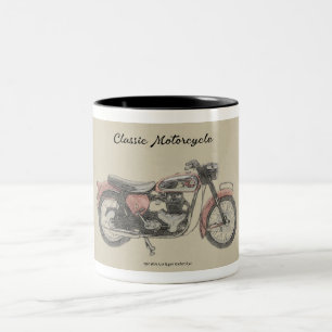 1960s Classic Motorcycle print  Two-Tone Coffee Mug