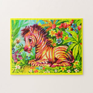 1960s colourful zebra print jigsaw puzzle