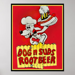 1960's DOG n SUDS Root Beer Poster