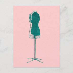 1960s Fashion Retro quirky dress form Postcard