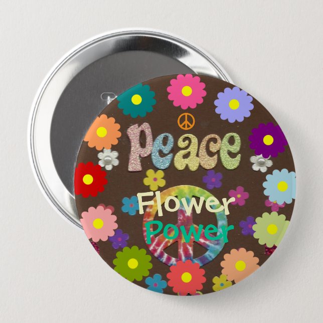 1960s Flower Power  10 Cm Round Badge (Front & Back)