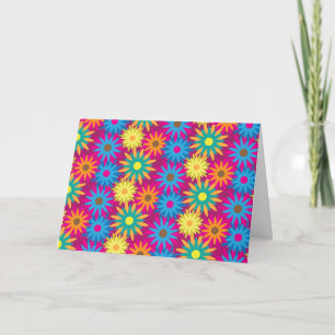 1960s Flower Power Colourful Floral Modern Pattern Thank You Card
