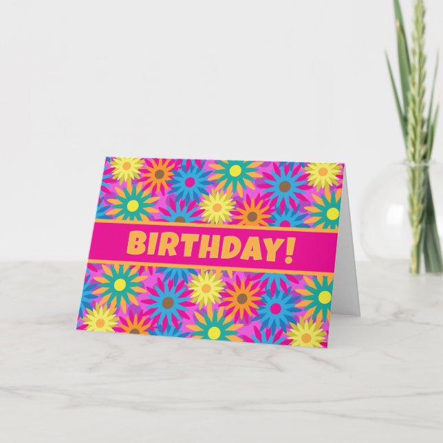 1960s Flower Power Have a Hippy Happy Birthday! Card (Front)