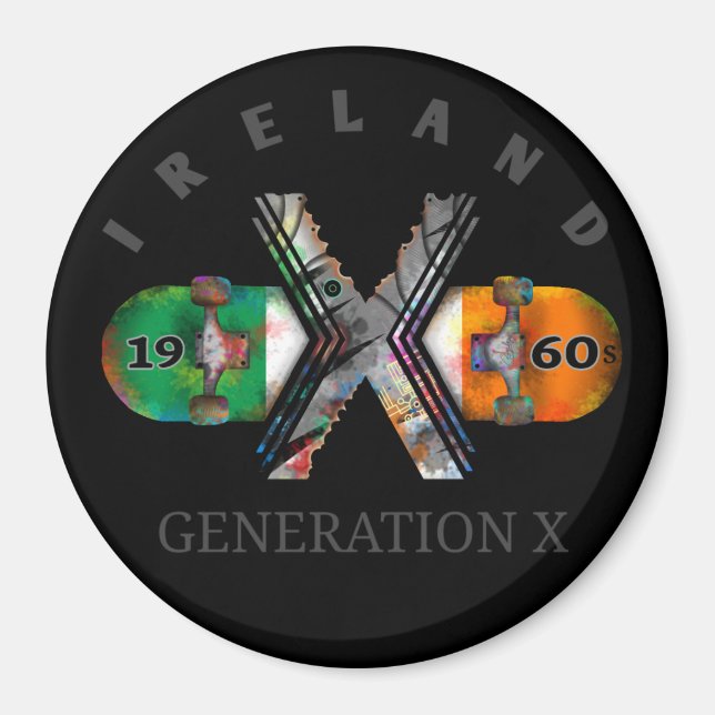 1960s Generation X Ireland Skateboard Magnet (Front)