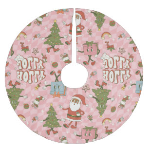 1960s groovy black santa african christmas brushed polyester tree skirt