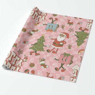 1960s groovy black santa african christmas wrapping paper