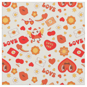 1960s groovy pop art valentines love letter fabric