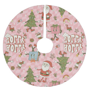 1960s groovy santa funky christmas brushed polyester tree skirt