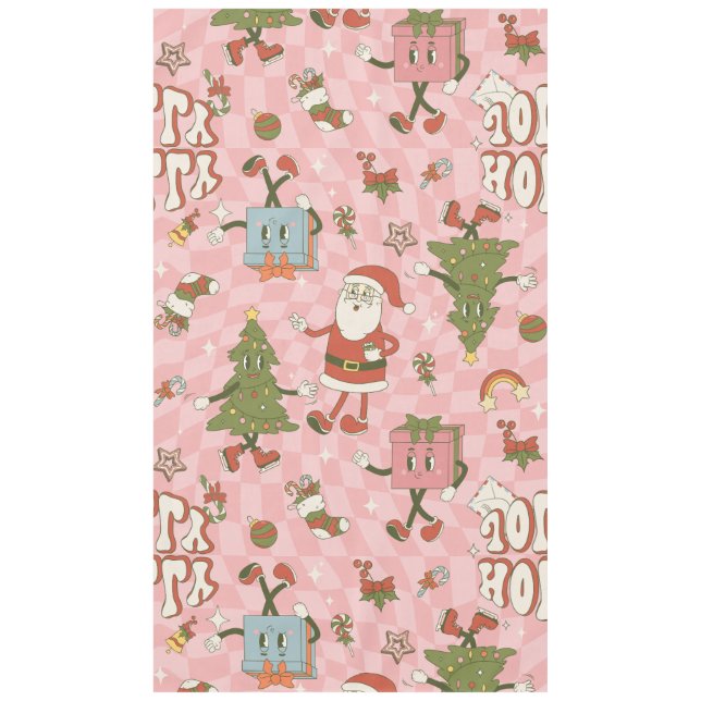 1960s groovy santa funky christmas tablecloth (Front)