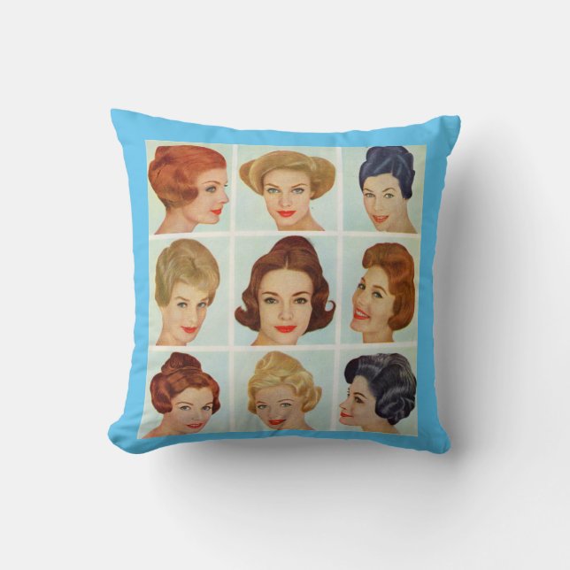 1960s hairstyles grid cushion (Front)
