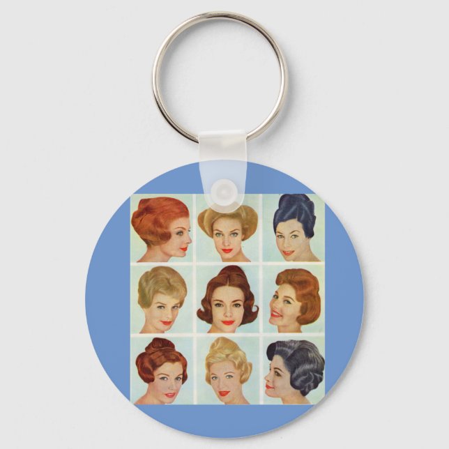 1960s hairstyles grid key ring (Front)